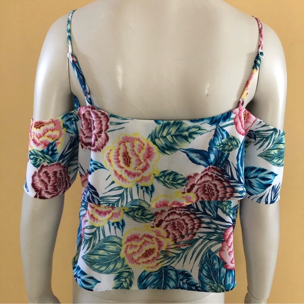 H&M Divided Floral Print Cold Shoulder Top - Size 8 - NWOT - Picture 5 of 12